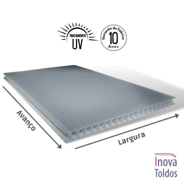 Policarbonato Alveolar 2,10m x 6m x 10mm Cinza Refletivo